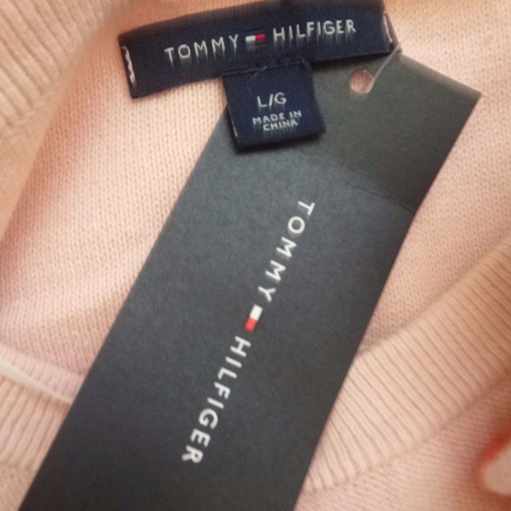 Tommy Hilfiger Sweater size L Pink Coral Striped - Picture 5 of 7